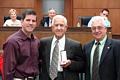 Mayor DePiero and City Councilman Roy Jech congratulate Albert Cimperman on being awarded Knight of the Legion of Honor on behalf of the people of France. Mr. Cimperman was presented with a Resolution at the December 6 Parma City Council meeting.