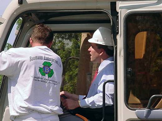 Dean gets ready to help with the demolition of the old Police Station on W. 54th Street