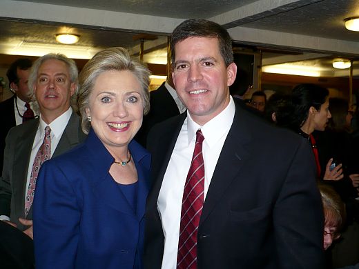 Senator Hillary Clinton with Mayor Dean DePiero after a Parma campaign stop at Grace's Grill.