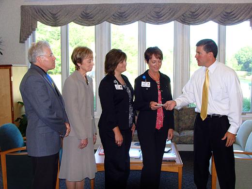 Parma Mayor Dean DePiero presented administrators at Seasons of Life Hospice with a check totaling $8,500. The money was collected June 7th from Dean DePiero's 5th Annual 5K Run and 2K Charity Fun Walk.