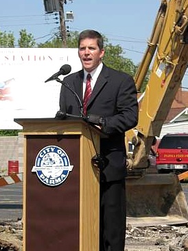 Mayor DePiero at the construction of new fire station no. 1